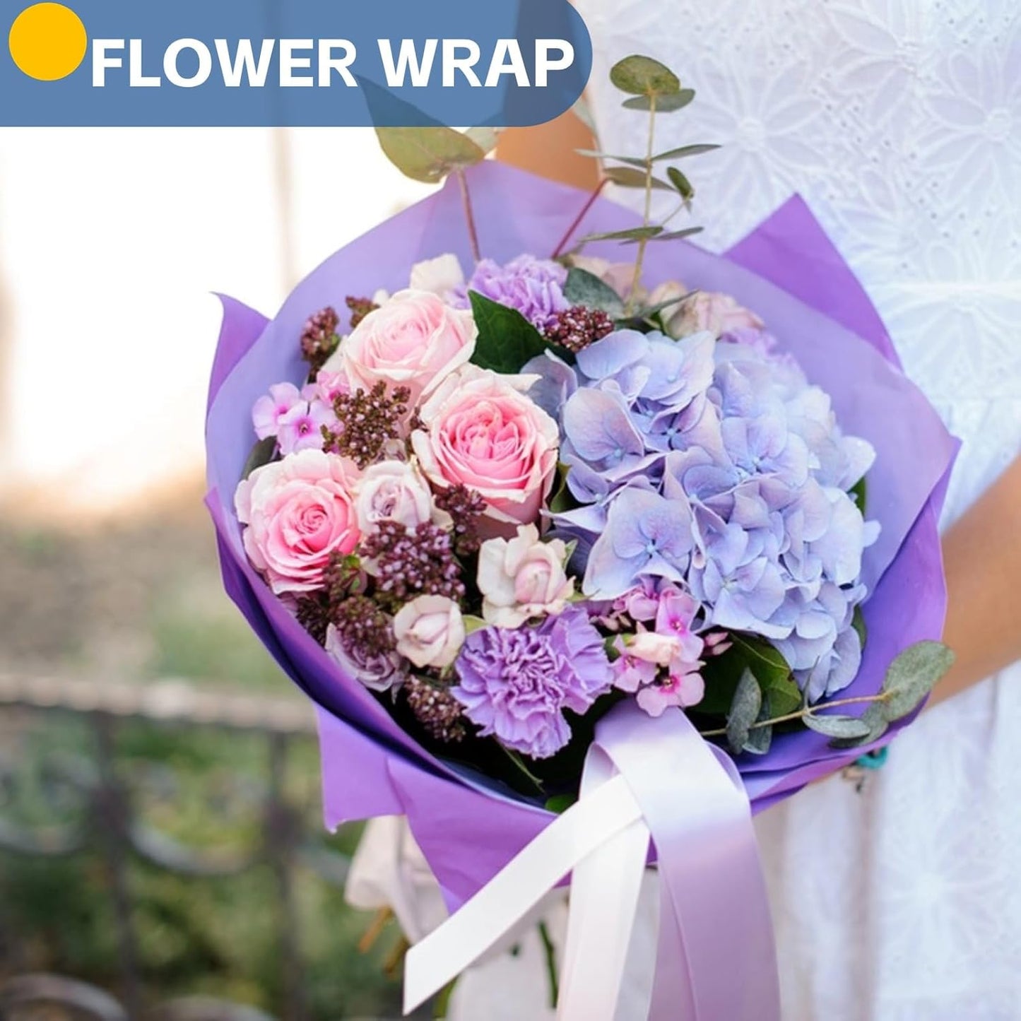 Purple Wrapping Paper, 15"x900" (75FT) Art Craft Construction Bulletin Board Decorative Paper Roll for Mother's Day Birthday Mardi Gras Anniversary Wedding Bouquet Flower Gift Wrap Floral Supplies