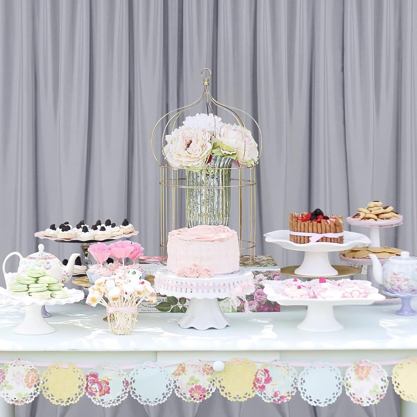 DWCN 10x10 FT Silver Grey Backdrop Curtains for Parties, Photography Backdrop Drapes with Rod Pockets for Wedding Decorations Stage Birthday Family Gatherings, 2 Panels 5ft x 10ft