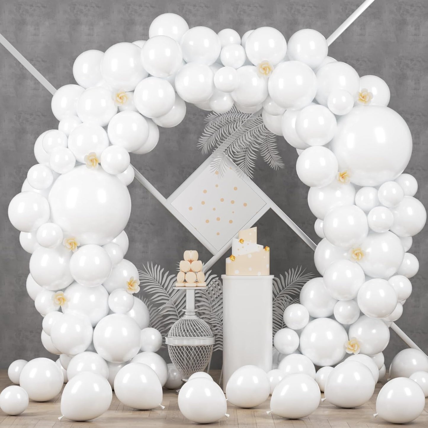90pack White Balloons Different Size 18/12/10/5 Inch Pearl White Balloon Garland Arch Kit for Wedding, Birthday, Graduation, Bridal Shower, Baby Shower, Bachelorette Decorations