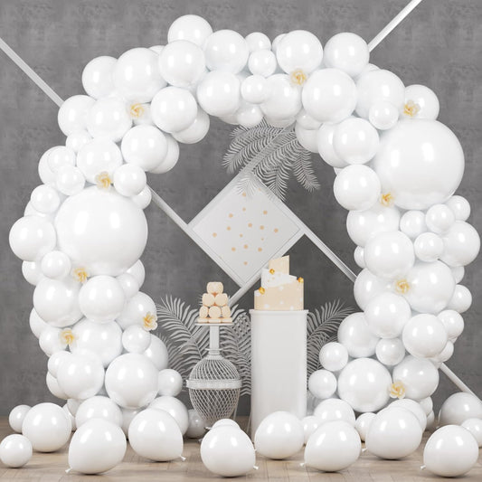 90pack White Balloons Different Size 18/12/10/5 Inch Pearl White Balloon Garland Arch Kit for Wedding, Birthday, Graduation, Bridal Shower, Baby Shower, Bachelorette Decorations