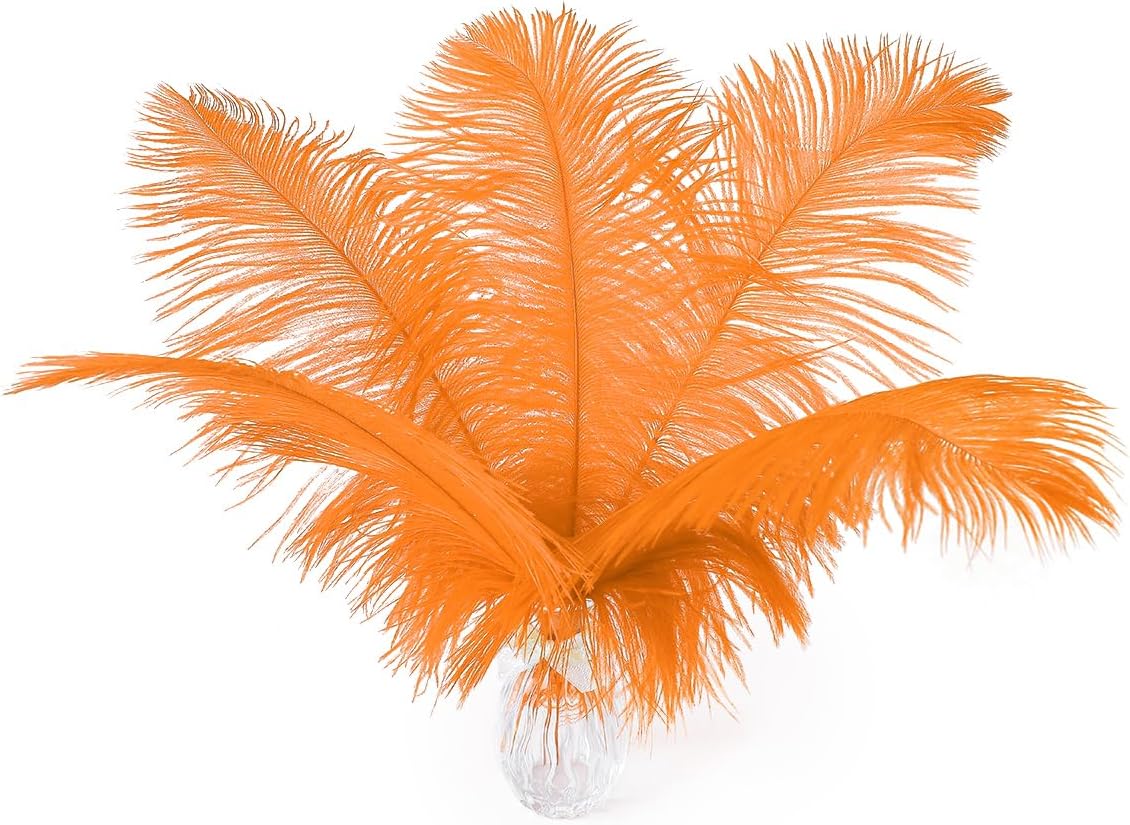 Ballinger Orange Large Ostrich Feathers - 24Pcs 10-12inch Large Orange Feathers for Vase,Wedding Party Centerpieces and Halloween Home Decor