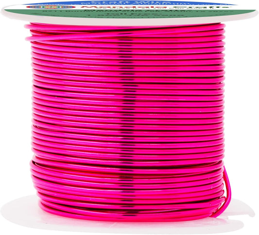 Mandala Crafts 16 Gauge Anodized Aluminum Craft Wire for Jewelry Making - 100 FT Colored Flexible Hot Pink Wire - Bendable for Bonsai Armature Crafting Sculpting
