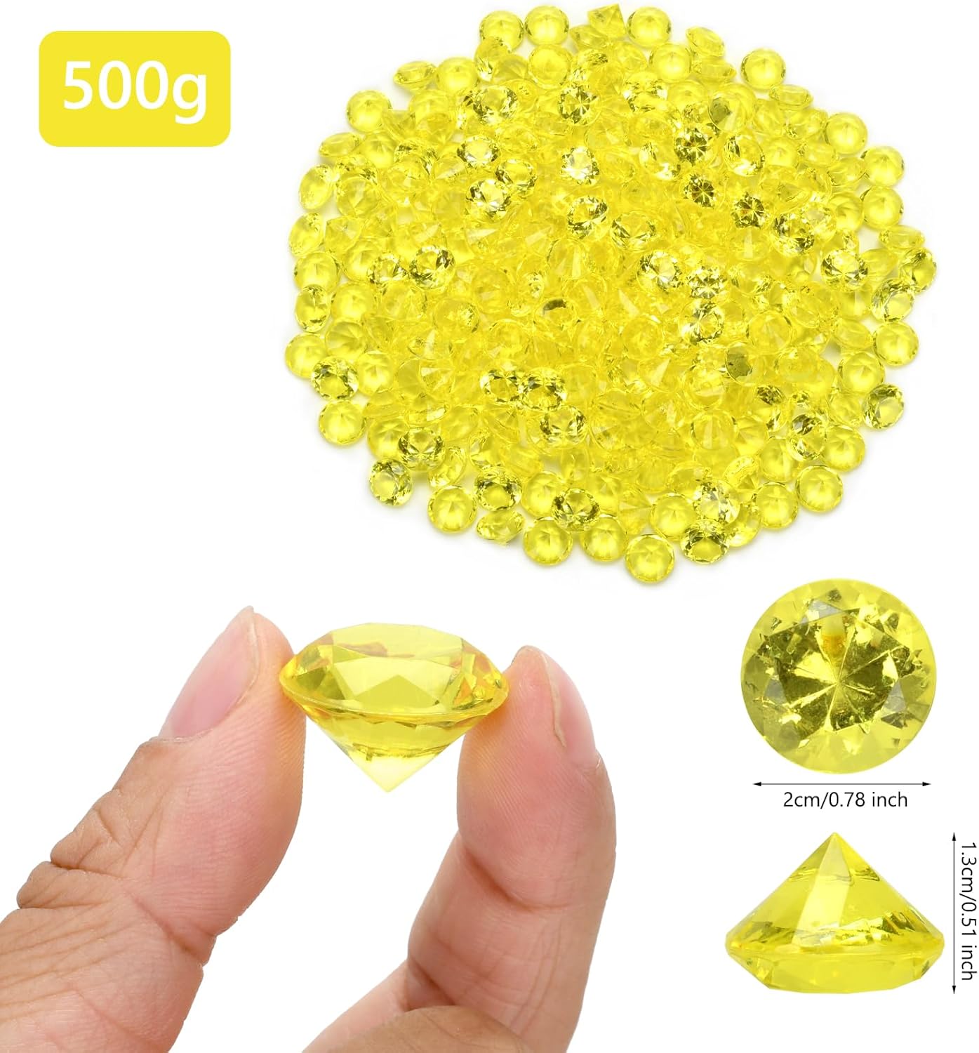 Fake Diamond Christmas Decoration, 280 pcs 20 mm Acrylic Diamond for Table Scatters Vase Fillers Yellow