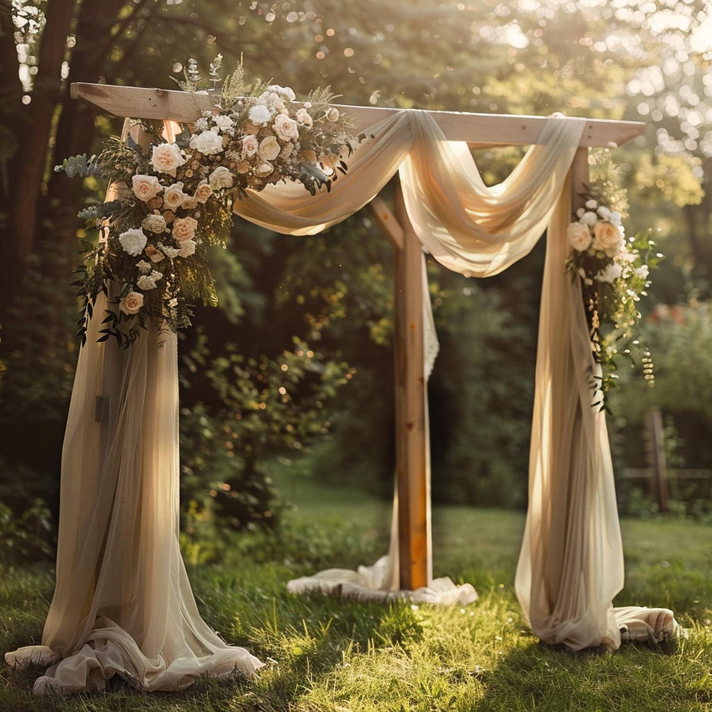 Wokceer Wedding Arch Draping Fabric Nude 28.7" x 20FT Sheer Drapes Backdrop for Ceremony, Birthday Party, Bridal Shower Decoration