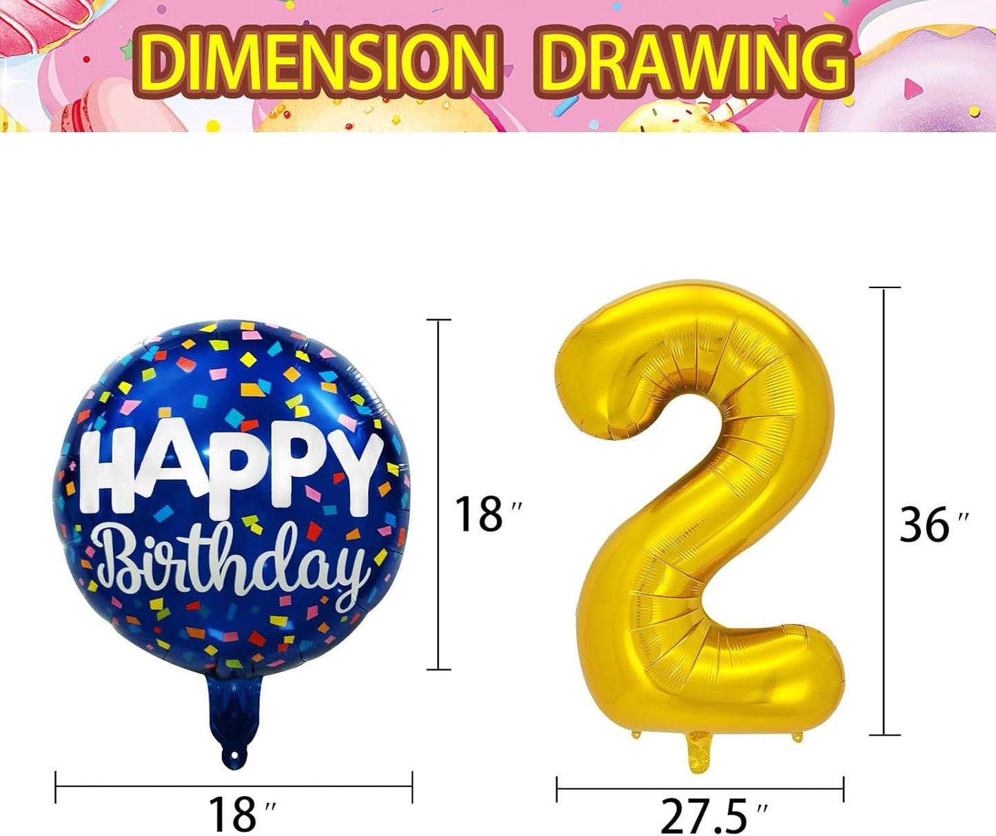 50 Pcs Happy Birthday Party Aluminum Foil Balloons and 12th Birthday Balloons, 18 Inch Round Aluminum Foil Balloon with" Happy Birthday" Sign, Birthday Party Decorations for Boys/Girls (Yellow, 12)