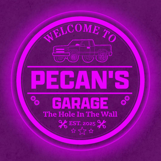 Custom Pickup Truck LED Sign – Personalized Color Changing Acrylic Wall Decor for Garage, Shop, or Man Cave (Garage 2, 16 INCHES)