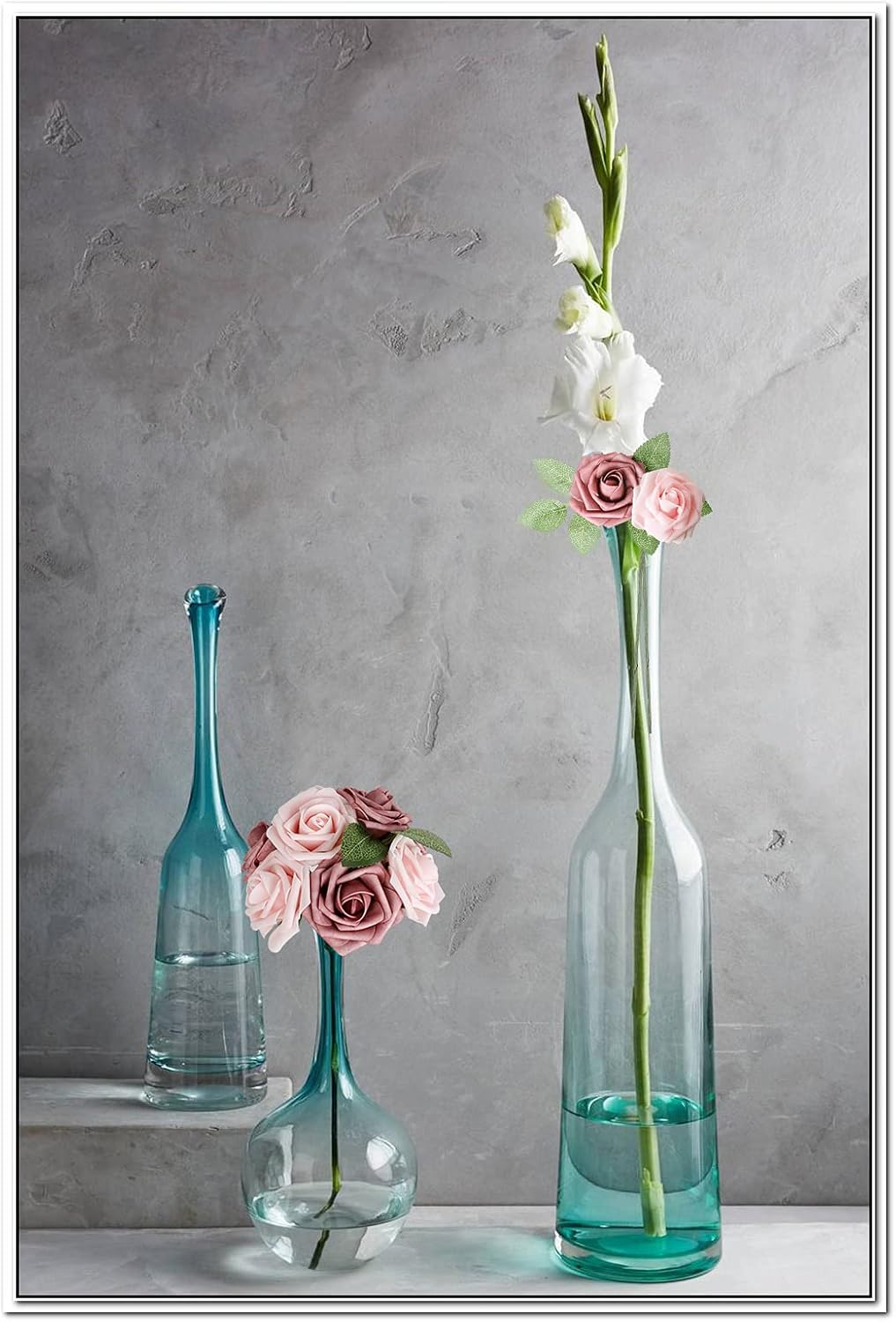 AmyHomie Artificial Flower Warm Taupe & Nude Rose 25pcs Real Looking Fake Roses w/Stem for DIY Wedding Bouquets Centerpieces Arrangements Party Baby Shower Home Decorations