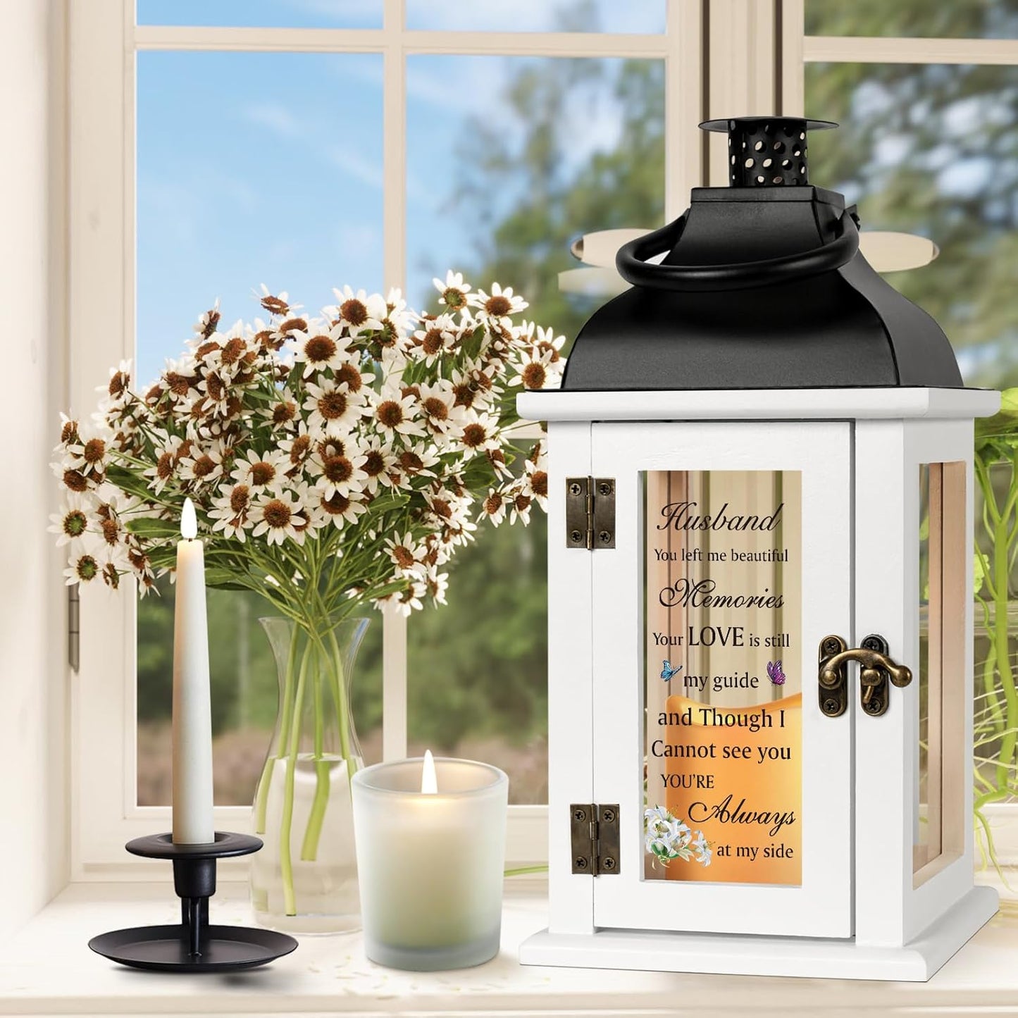Memorial Gift for Loss of Husband Memorial Lantern for Loss of Husband Sympathy Gift Remembrance Gifts Bereavement Gifts for Loss of Husband with LED Candle