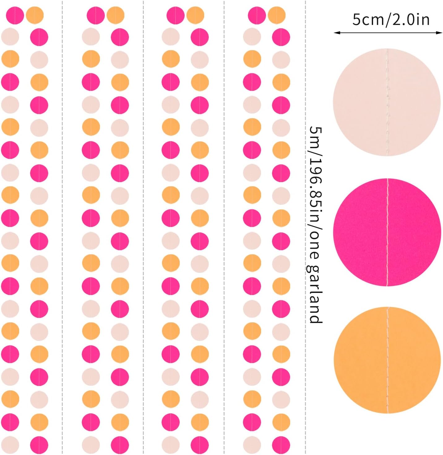 Hot-Pink Burnt-Orange Fall Party-Decorations Garland - 64Ft Birthday Baby Shower Paper Streamers Banner,Sunset Autumn Thanksgiving Bridal Wedding Graduation Backdrop Decor Ouruola