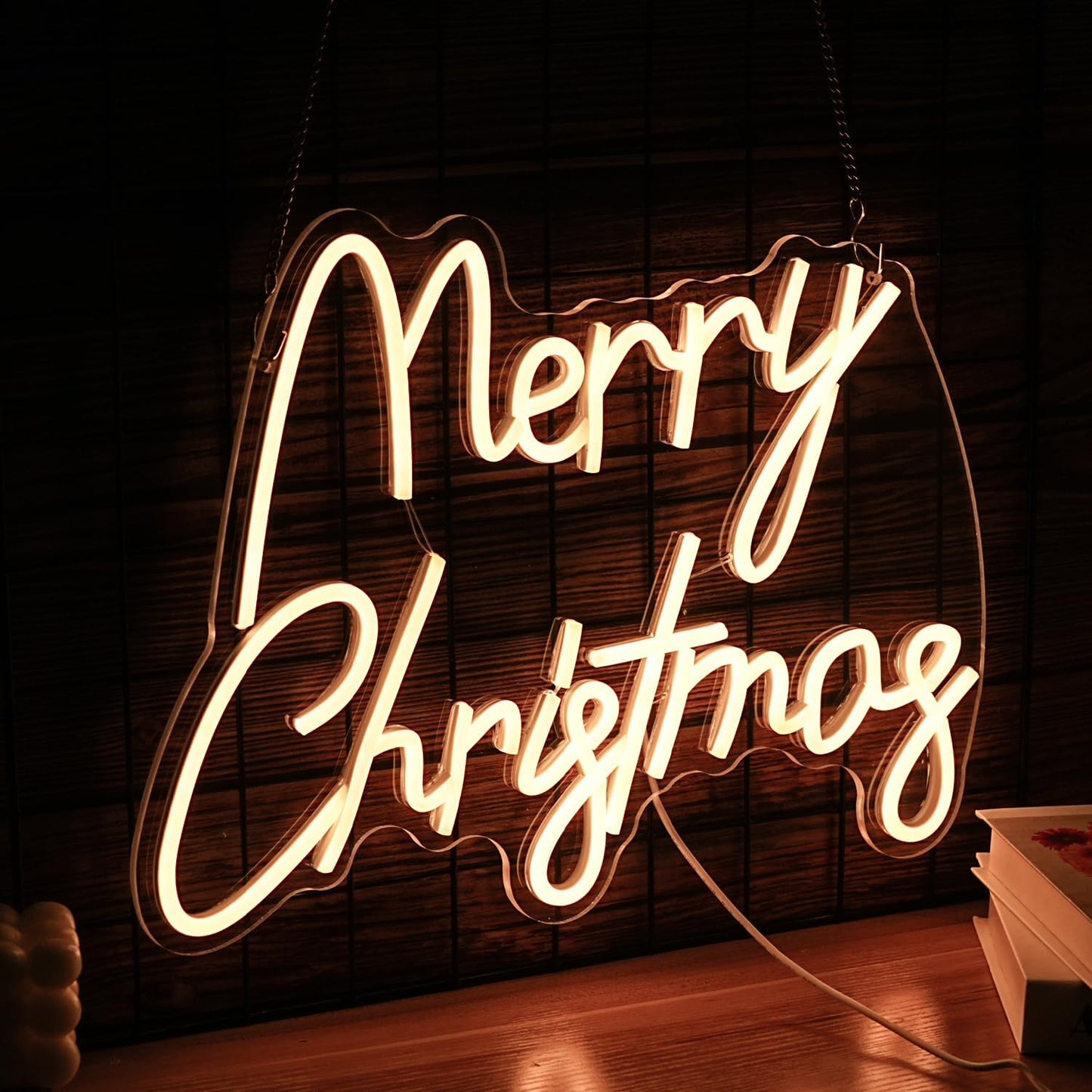 Merry Christmas Neon Sign USB Powered Merry Christmas Neon Light Sign for Christmas Decor Dimmable LED Christmas Light Up Sign for Christmas Home Party living Decor （16.5 * 12.6 In）