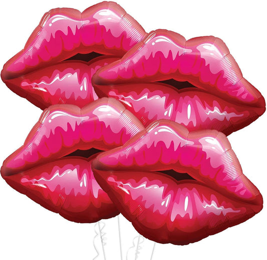 KatchOn, Huge Red Lip Foil Balloon - 30 Inch, Pack of 4 | Cute Kiss Balloons for Lips Balloon Decorations | Valentines Balloons | Galentines Day Decorations