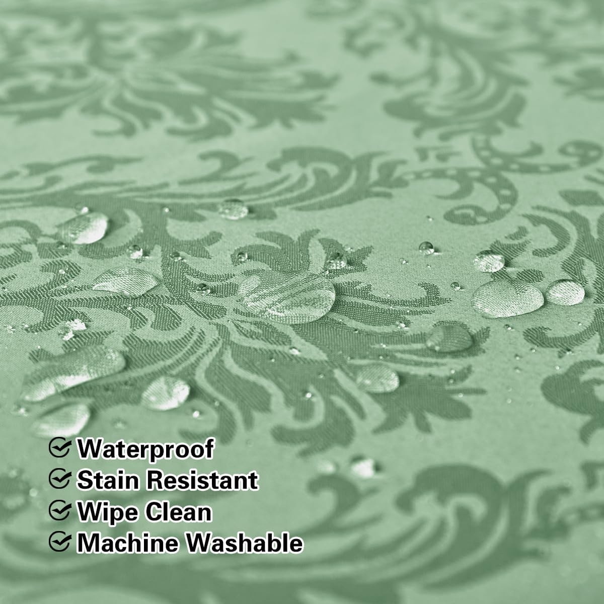 Flower Jacquard Rectangle Tablecloth 60 x 120 Inch Spill Proof Wrinkle Free Heavy Damask Table Cloth, Fabric Table Cover for Dining, Party, Wedding, Indoor, Outdoor, Sage Green