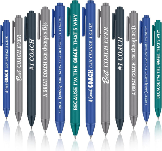 24 Pcs Coaches Appreciation Gifts Ballpoint Pen Sports Thank You Work Pen for Coaches Funny Gifts Idea Men Christmas Birthday Retired
