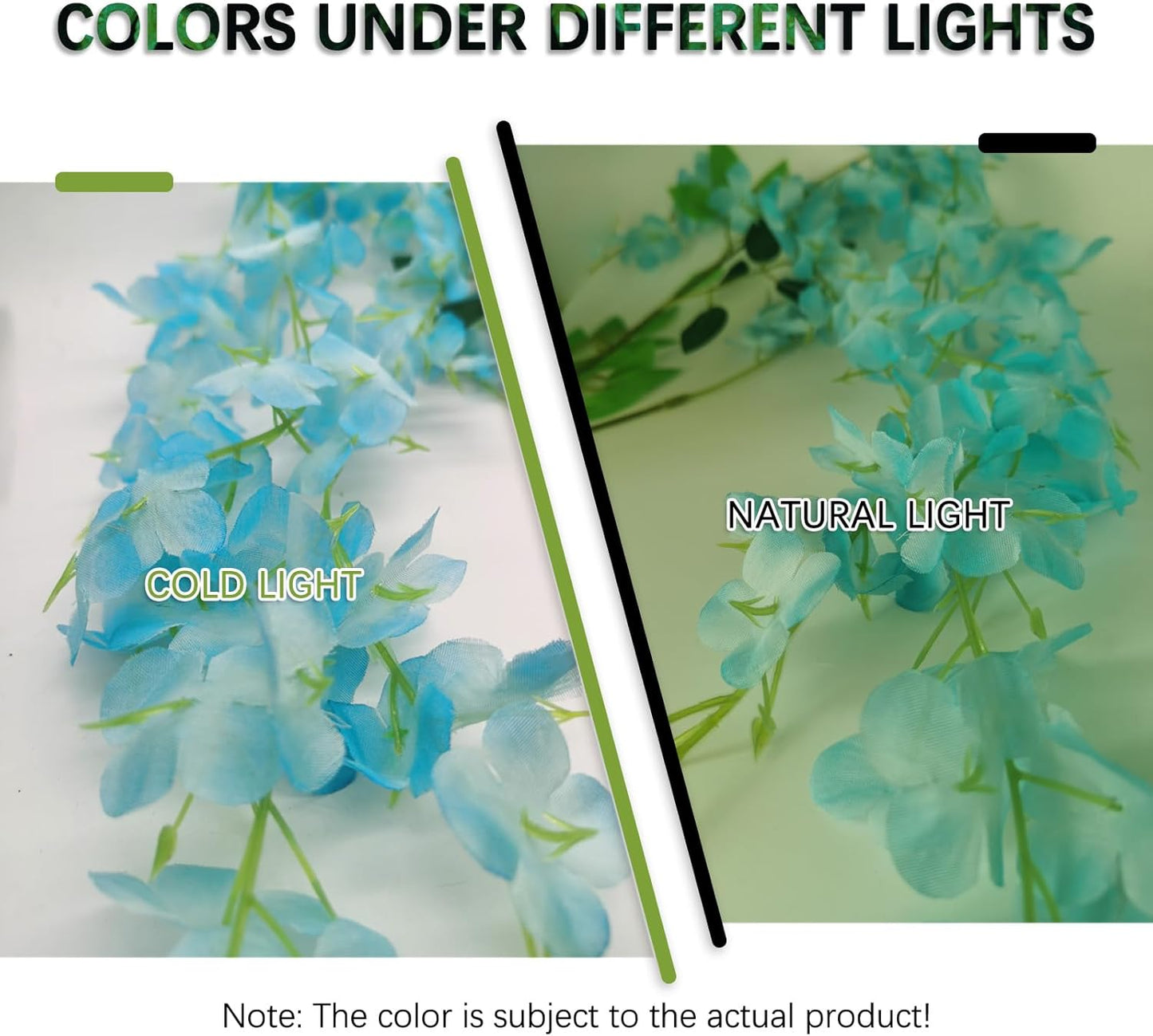 12 Pack Lake Blue Wisteria Hanging Flowers Garland, 3.77 Feet Artificial Flower Vines, Fake Wisteria, Artificial Vines Hanging Garland for Backdrop Outdoor Yard Garden Decor