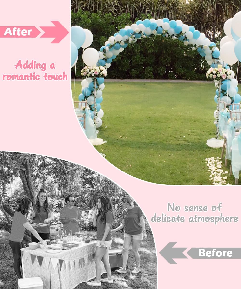 Queension Metal Arch Backdrop Stand 7Ft Wide 7.7Ft High, Wedding Arch Frame for Wedding Decorations, Balloon Arch Stand with Base for Ceremony, Outdoor Garden Arch Trellis for Climbing Plants, Black