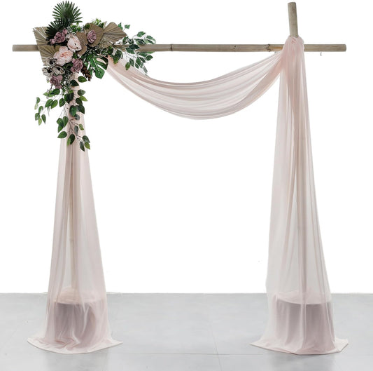 VDS Pack of 4 Panel (30 Inch X 20 Feet) Wedding Arch Draping Fabric Sheer Chiffon Fabric Drapery for Wedding Ceremony Reception Swag Backdrop Canopy Chuppah ARBO Altars Decoration (Nude)
