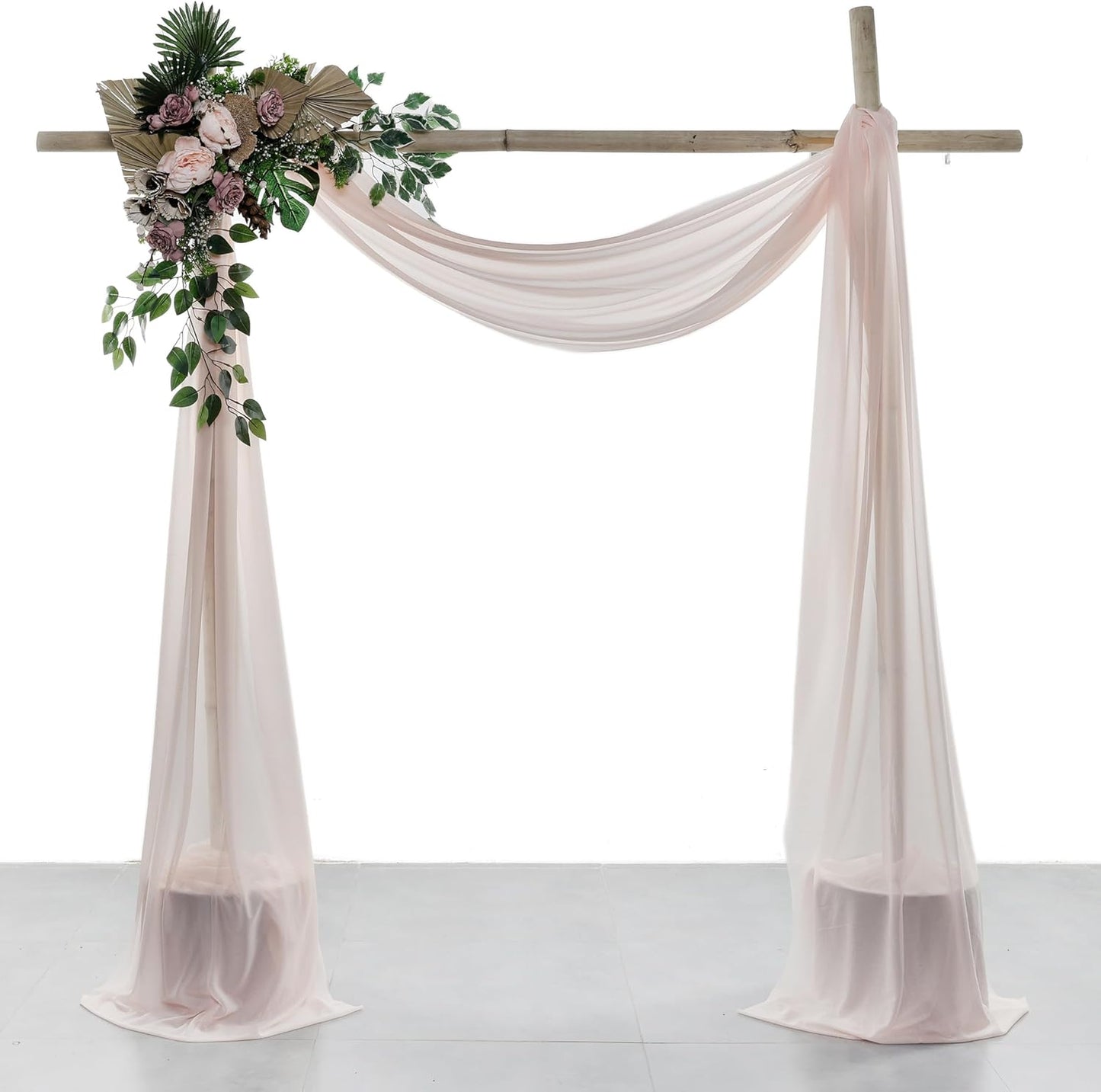 VDS Pack of 2 Panel (30 Inch X 20 Feet) Wedding Arch Draping Fabric Sheer Chiffon Fabric Drapery for Wedding Ceremony Reception Swag Backdrop Canopy Chuppah ARBO Altars Decoration (Nude)