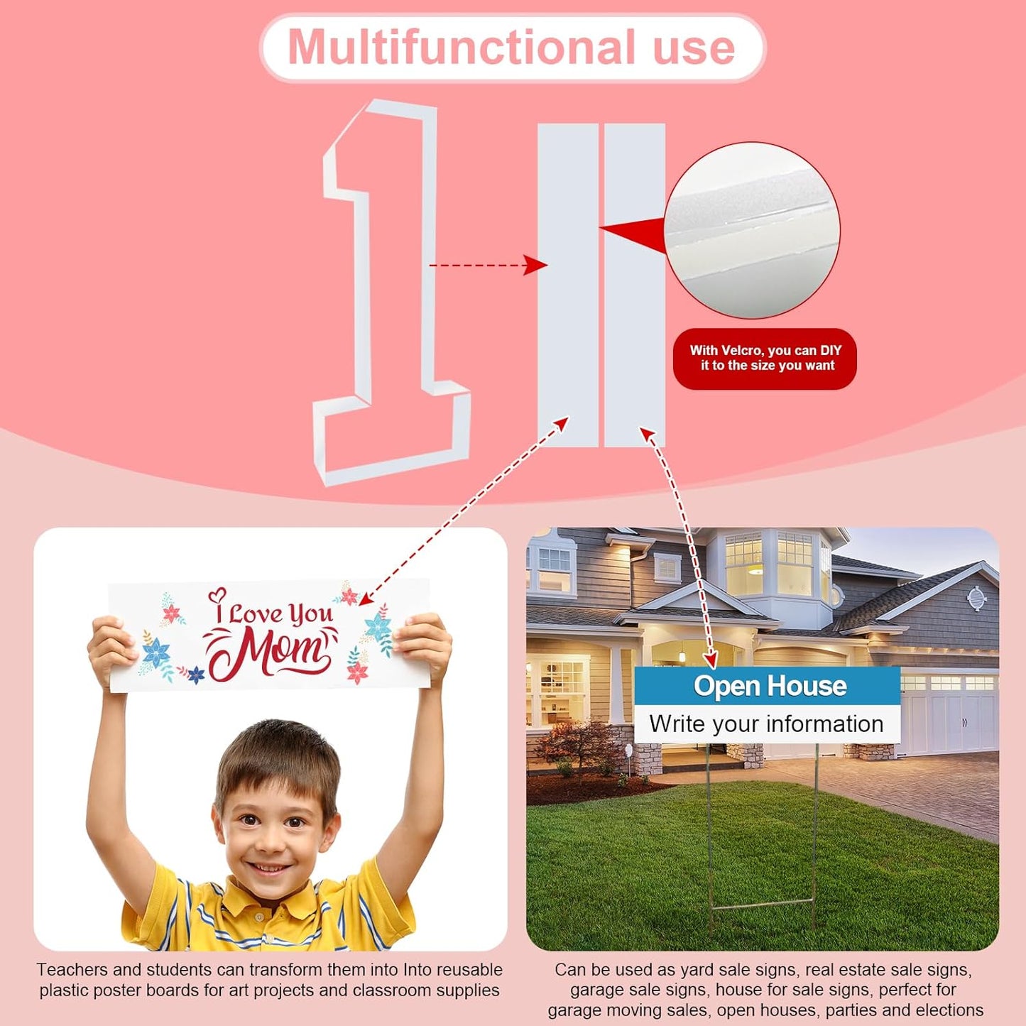 4FT Plastic Marquee Numbers 8 - Light up Numbers Are Made from Corrugated Plastic Board - Quick Assembly Without Tools, Disassembled Components Can Be Used for Photo Wall Decoration, Yard Sale Signs