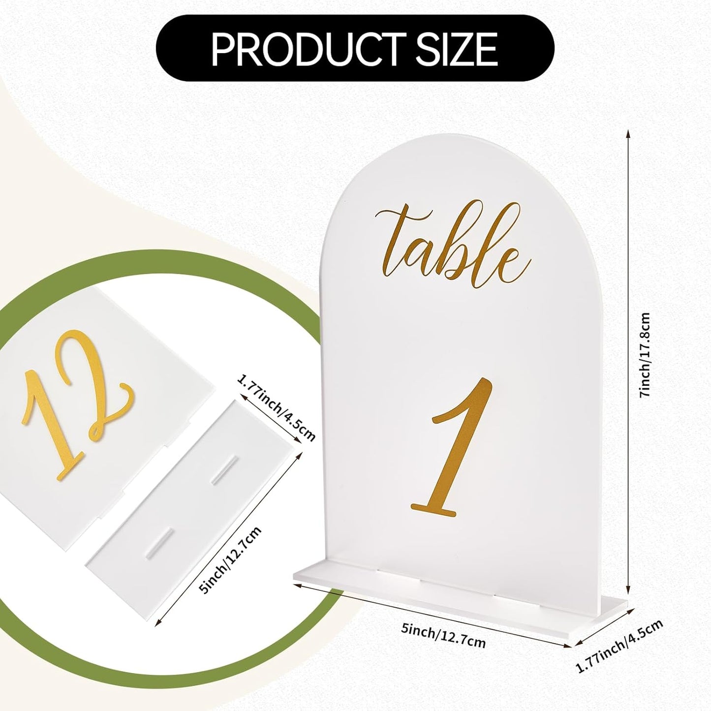 SHINVALE Arch Acrylic Wedding Table Numbers 1-15 with Gold Foil Font – Frosted Finish, Elegant Modern Design with Stands, Easy Assembly Table Signs for Weddings, Parties & Events