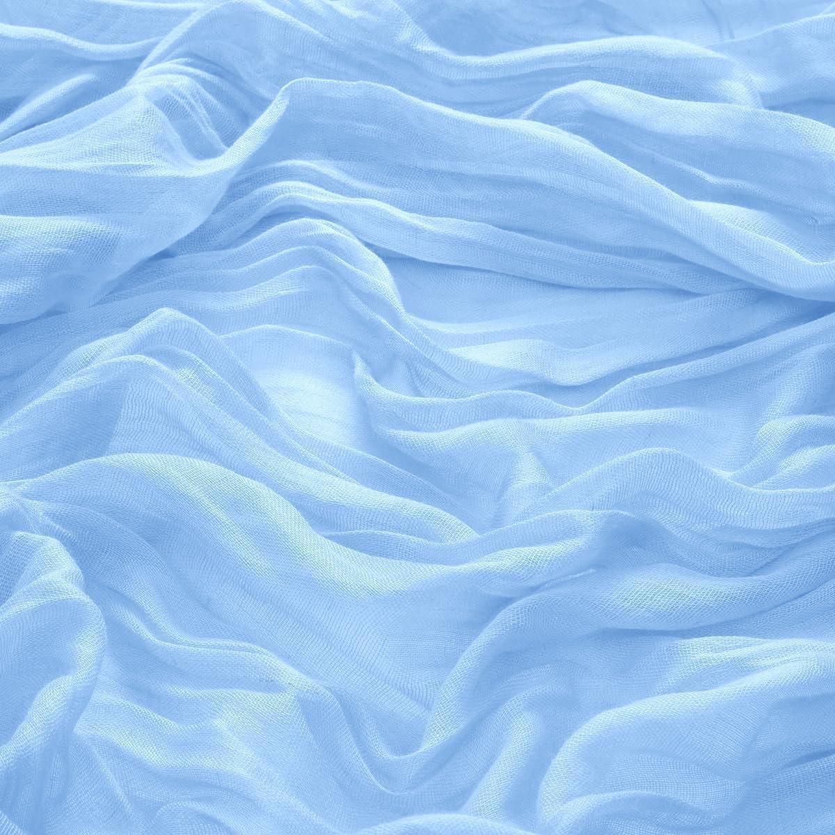 MLMW 6 Pack Light Blue Cheesecloth Table Runner Boho Gauze Rustic Cheese Cloth 160 inch Sheer Baby Blue Coastal Table Runner 13.3ft for Wedding Party Baby Bridal Shower Birthday