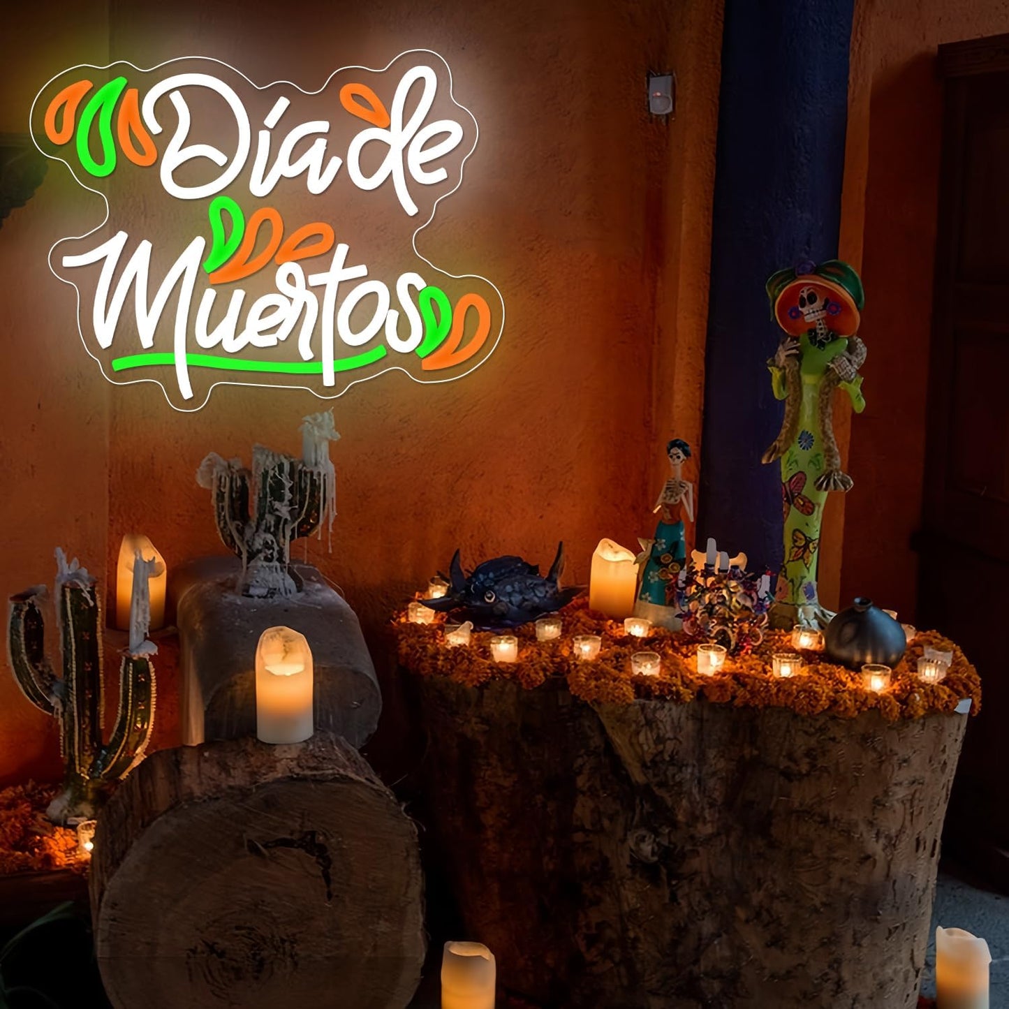Mexican Dia De Los Muertos Neon Sign Day of the Dead Neon Sign Dimmable LED Neon Light for Home Bar Decor Dia De Los Muertos Party Decoration