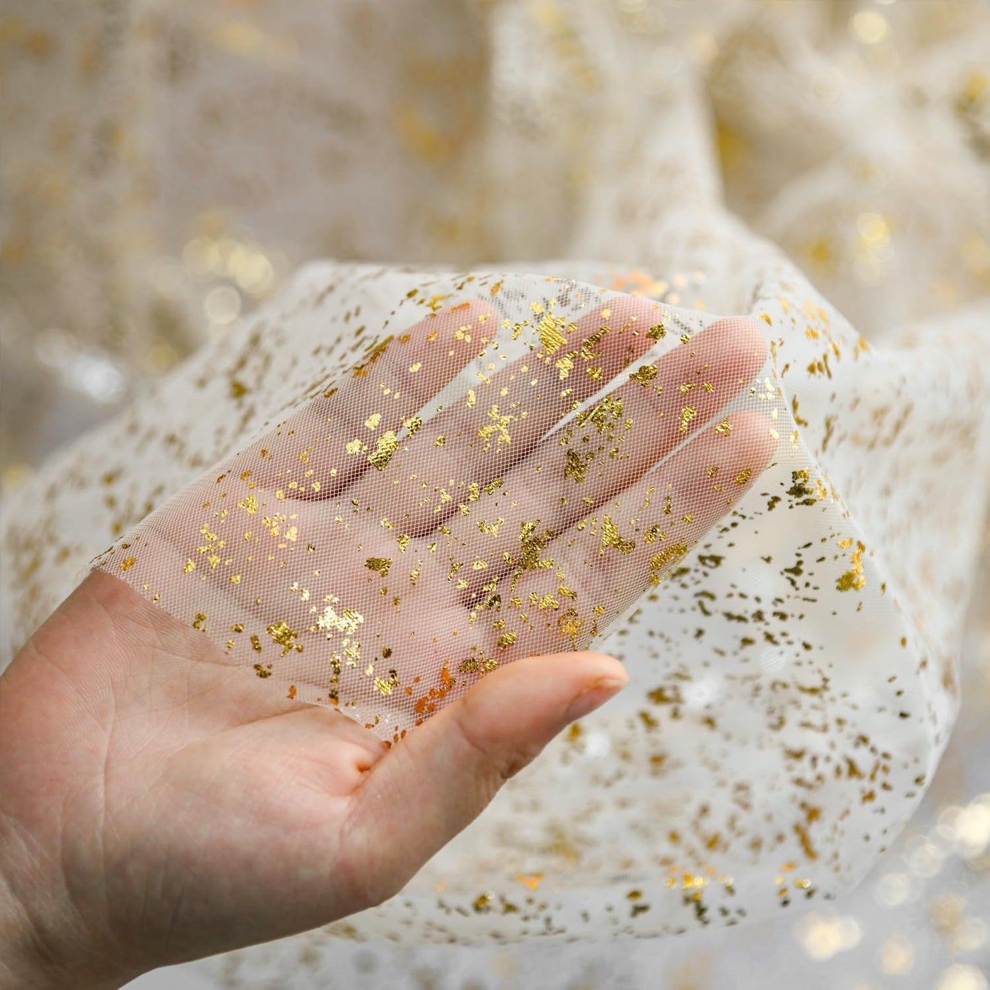 Artoid Mode 3Pcs Beige Gold Gauze Table Runner 120 Inch 10FT, Glitter Metallic Foil Sheer Dining Wedding Anniversary Holiday Birthday Table Decor for Home Party