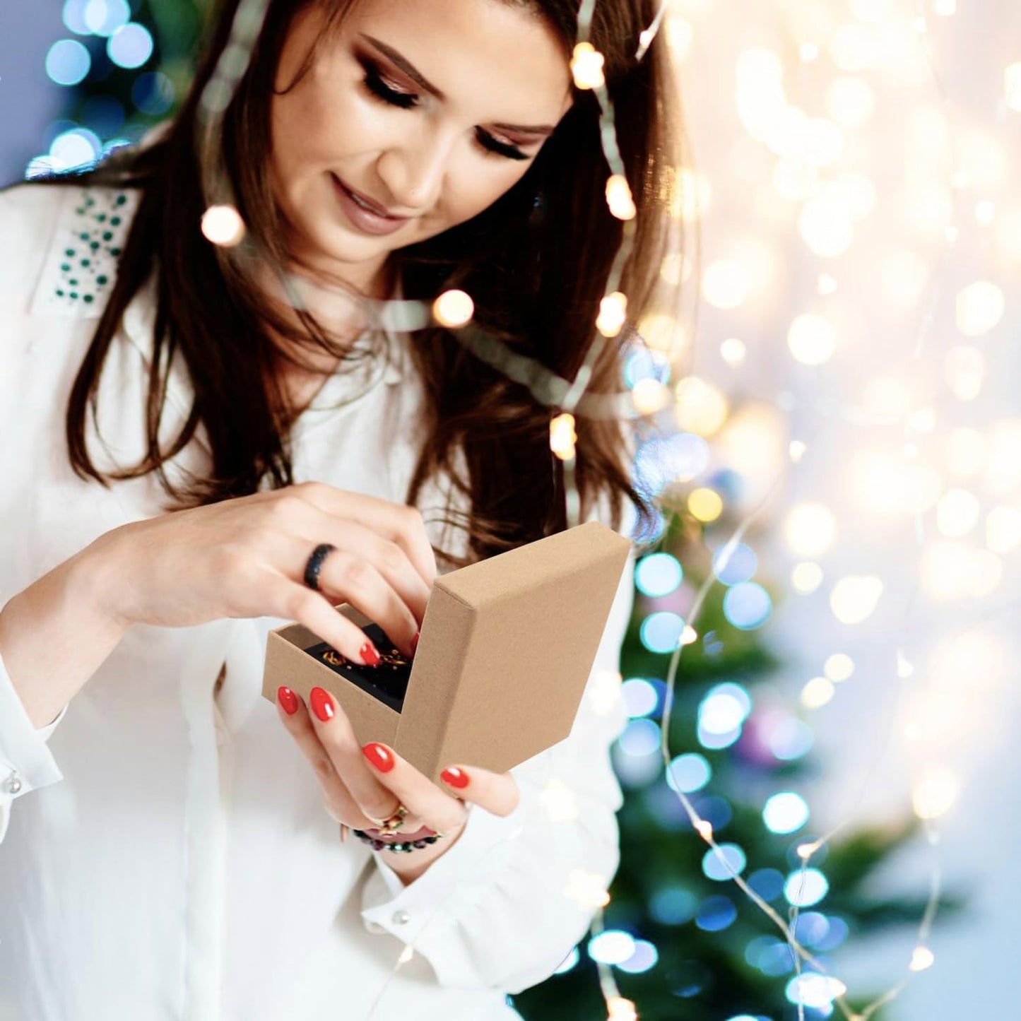 Gift Box Necklace Earring Ring Box Gift Box,12 Pieces Square Cardboard Jewelry Gift Boxes,Cotton Filled Cardboard Paper Jewelry Box Gift Case (3.5x3.5x1.25 Inches) (Kraft)