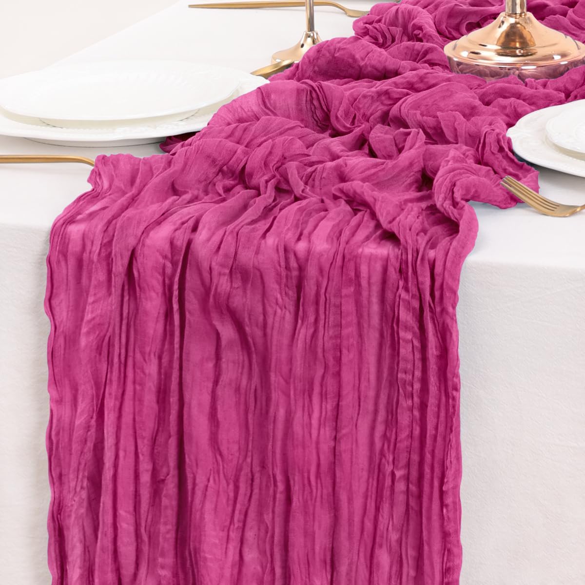 Fuschia Table Runner Cheesecloth Table Runner 10FT Farmhouse Table Runners 120 Inches Fall Table Decor Dining Room Centerpiece Wedding Boho Baby Shower Birthday