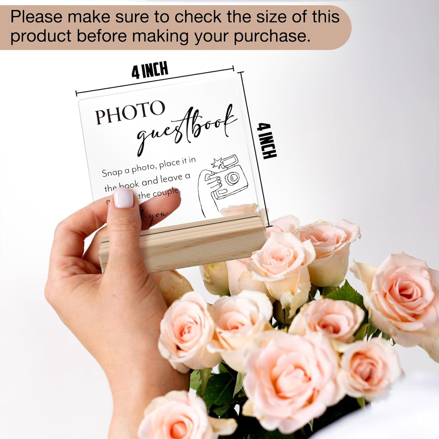 Photo Guest Book Sign, Wedding Decor, Acrylic Wedding Signs, Guest Book Signs forWedding, WeddingGuest Books SignAcrylic Plaque Sign with Wood Stand for WeddingDecorations for Reception