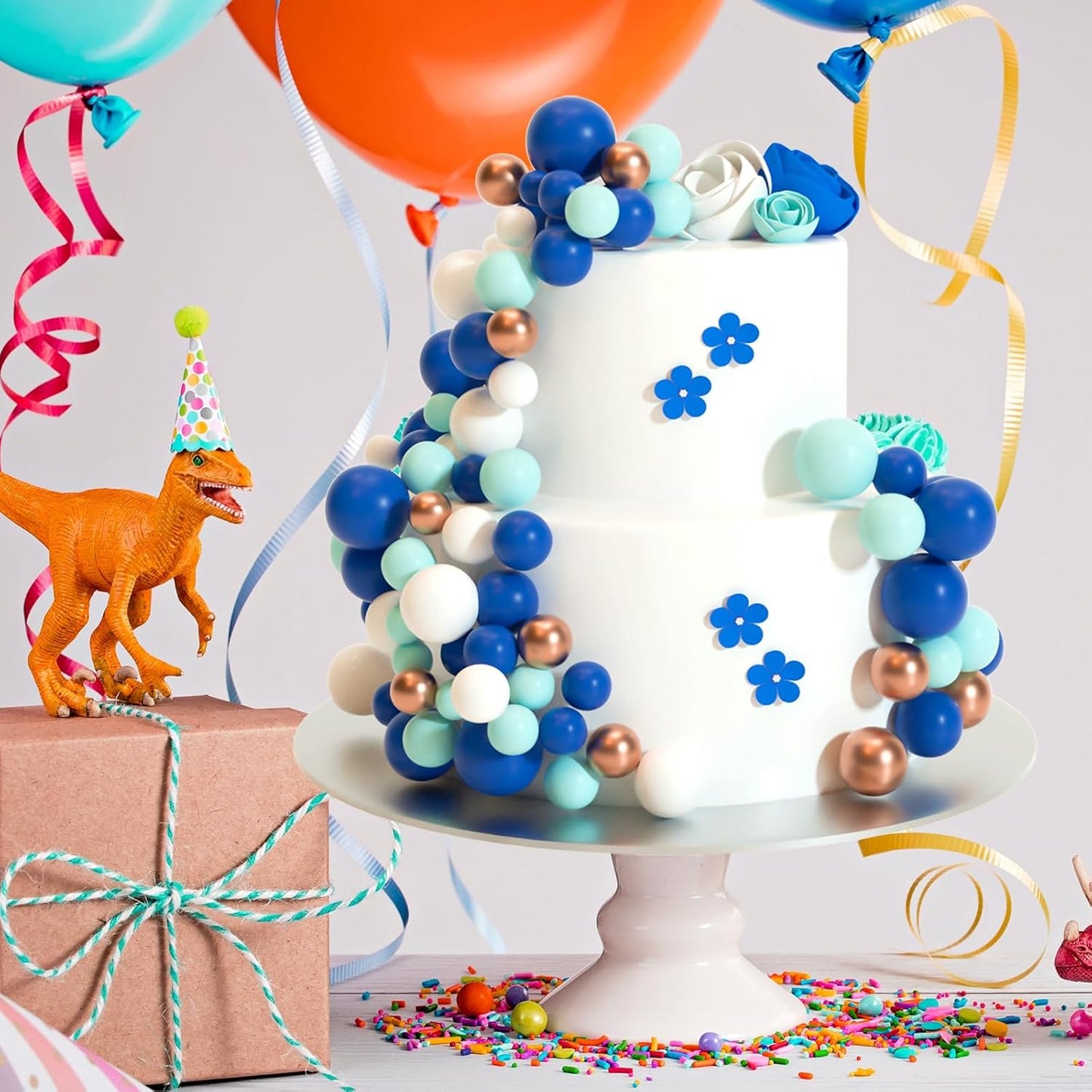 ASTARON 20 Pcs Ball Cake Topper Decorations Mini Balloons Cake Topper Sticks Royal Blue Balls Cake Picks for Graduation Wedding Birthday Cake Decorations