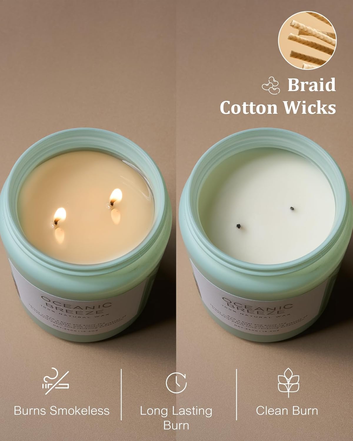 M&SENSE Candle Oceanic Breeze Scented, 19.4oz 110 Hour Long Lasting 2 Wick Pineapple & Mango Scent Natural Soy Candles for Home Scented for Stress Relief & Women/Men