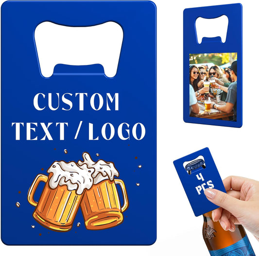 Custom Bottle Opener, 4-80PCS Stainless Steel Beer Can Opener, Double-Sided Full Color Print Personalized Bottle Opener Bulk, Card Bottle Openers for Wedding Favors, Party, Promotion, Groomsmen Gift