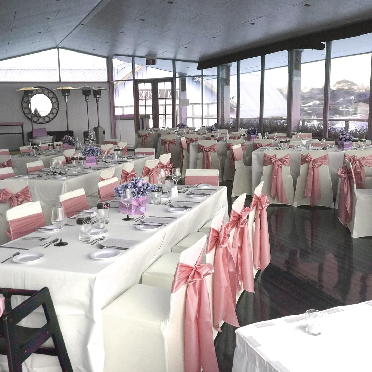 fani 60 PCS Satin Chair Sashes Bows Universal Chair Cover for Wedding Reception Restaurant Banquet,Party,Hotel Event Decorations (7 x 108 inch), Rose Gold