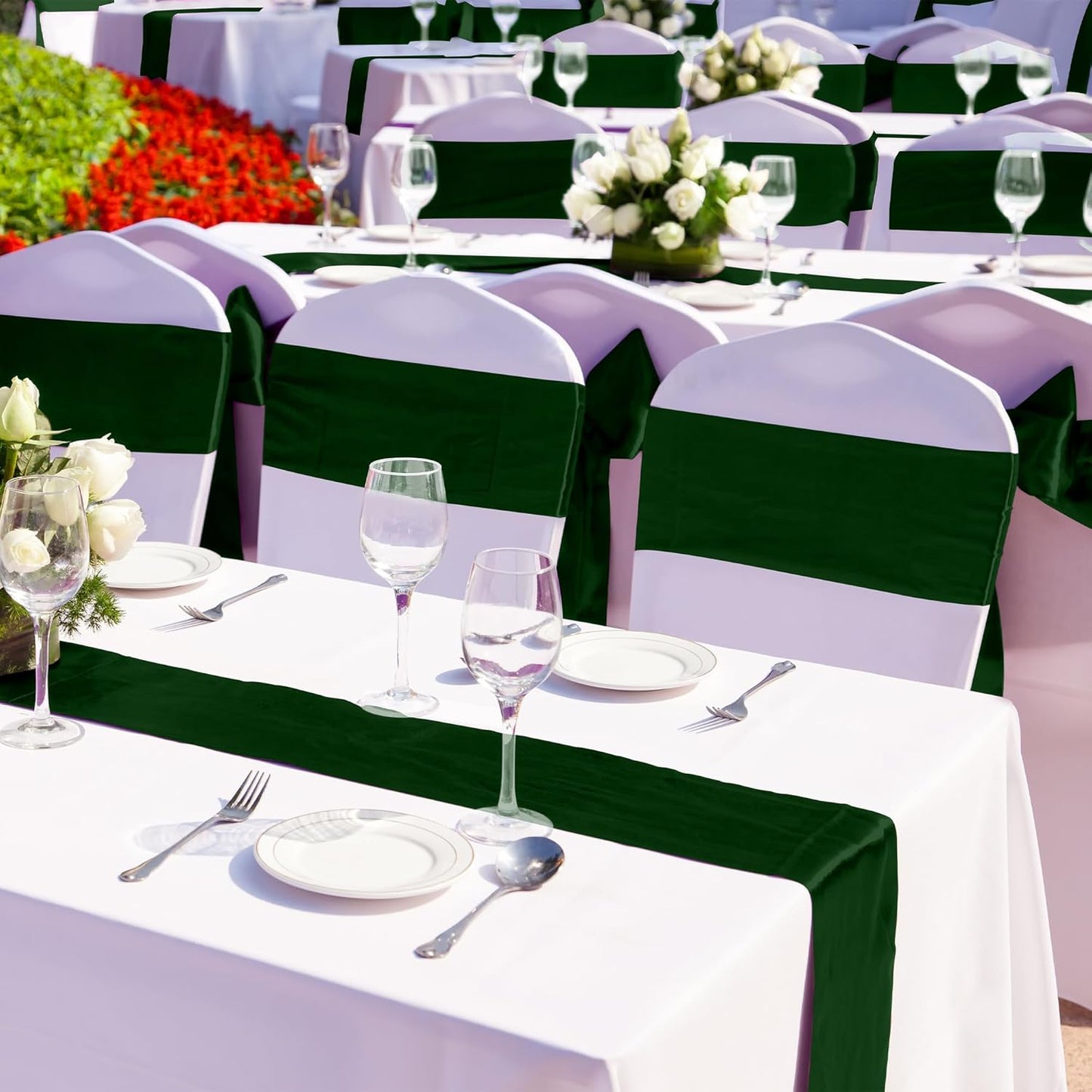 Aneco 16 Pack Satin Table Runner 12 x 108 Inch Black Green Long Wedding Satin Silk Table Runner for Wedding Banquet Graduations Birthday Party Decoration