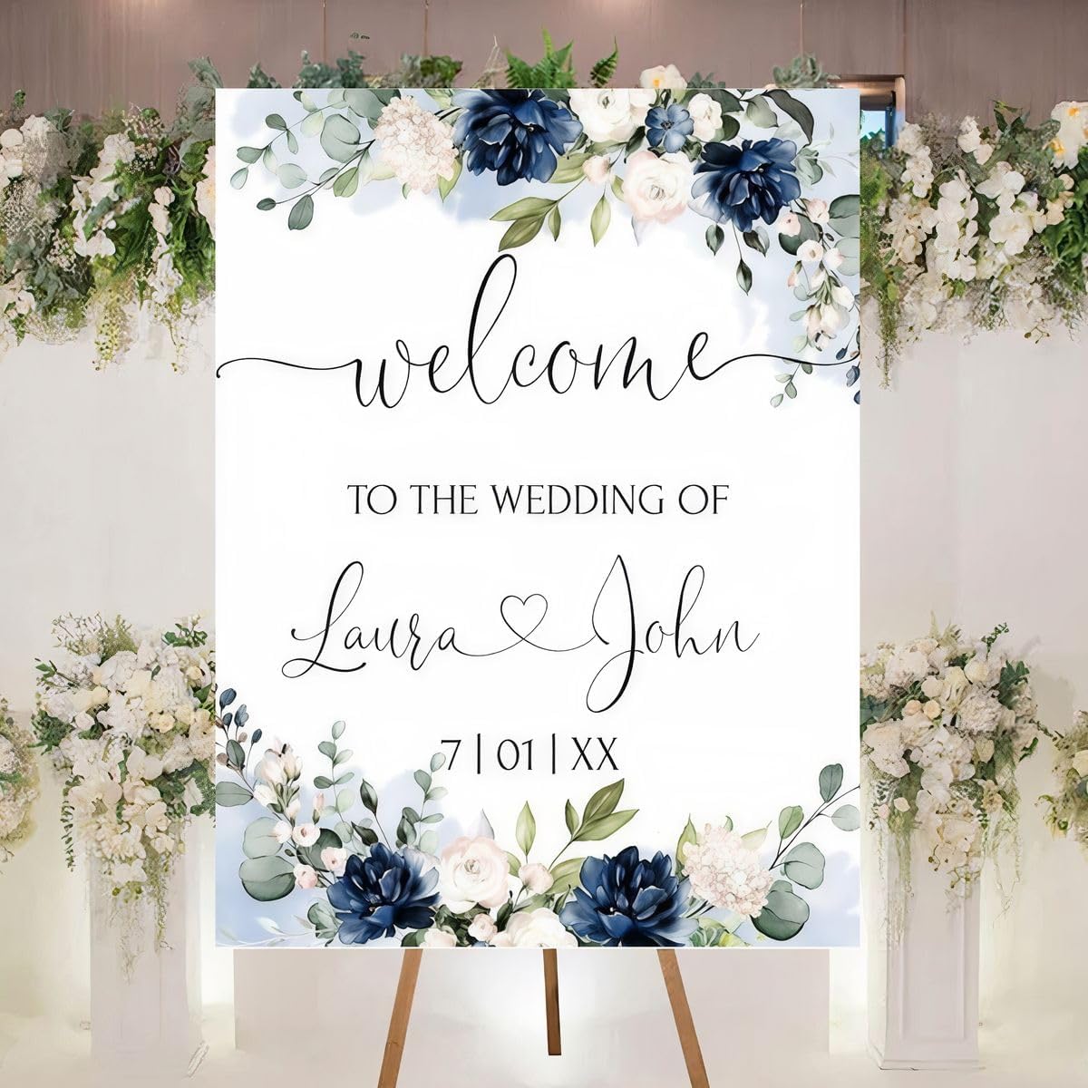 Personalized Welcome To Our Wedding Sign, Wedding Decorations, Flowers Wedding Sign #2, Vesion 2