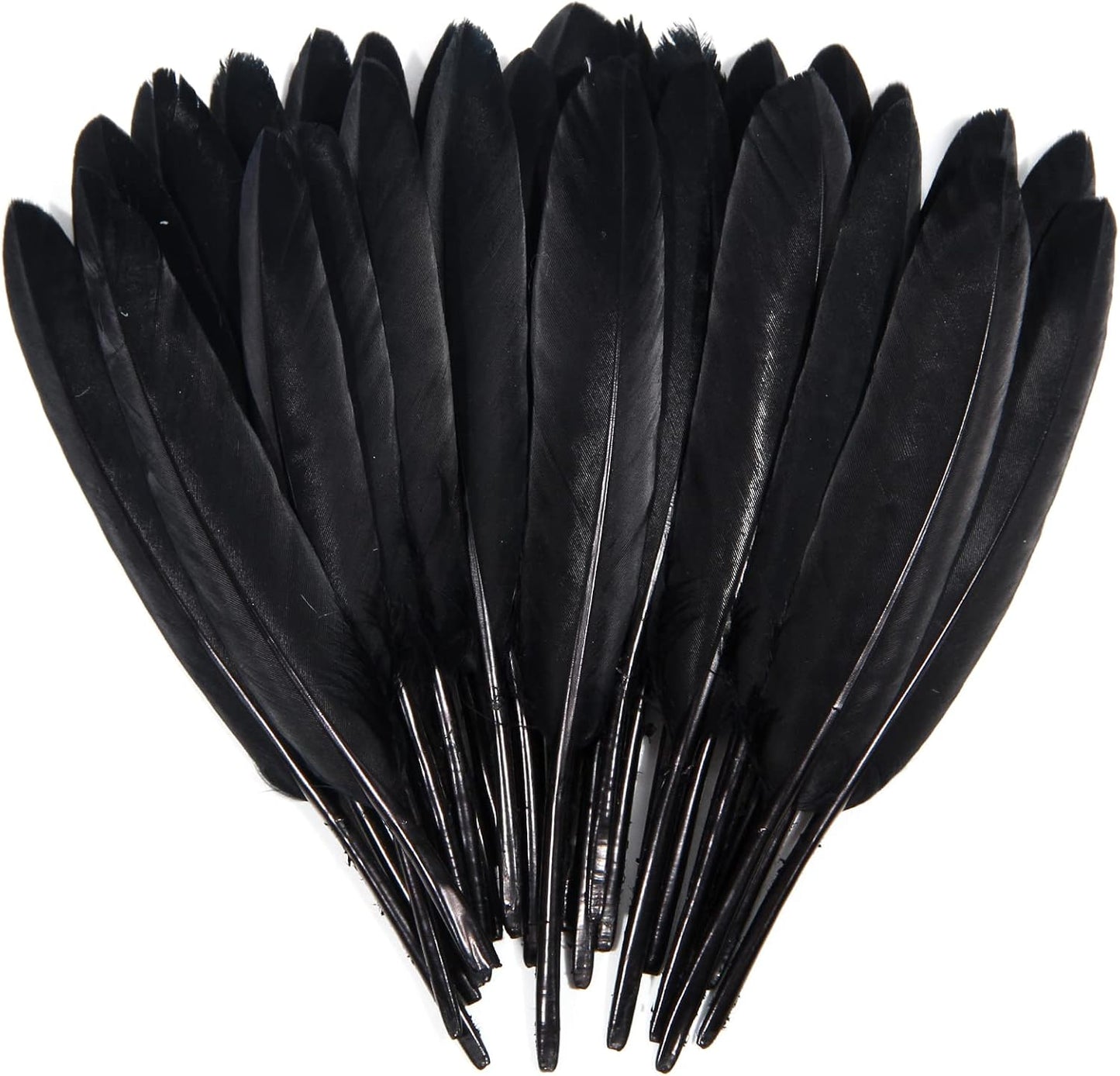 FeelfunFeather 120pcs Black Goose Cochettes Feather Natural Bulk 4-6 inch 10-15cm for Wedding Party Christmas Halloween Decorations DIY Crafts