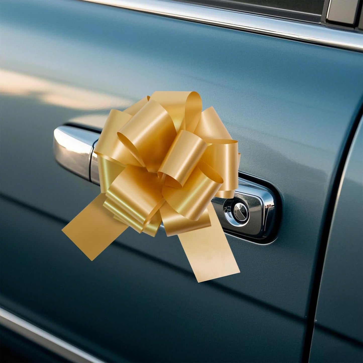 6 PCS 6 Inch Golden Pull Bows - Perfect for Gift Wrapping, Wedding Decor, Car Bows, Birthday Parties, Christmas and Valentine's Day