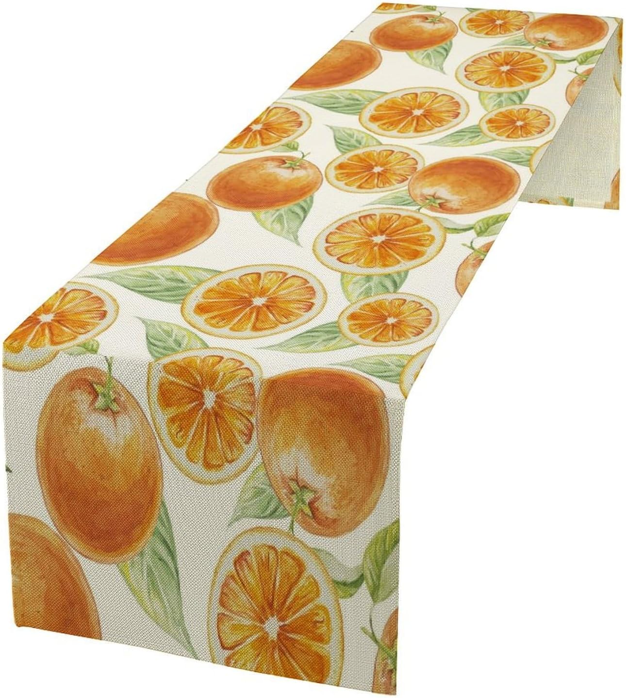 Spring Summer Orange Table Runner Watercolor Sweet Fruit Botanical Print Dinner Runner for Farmhouse Party Holiday Home Kitchen Dining Table Decor 13x60