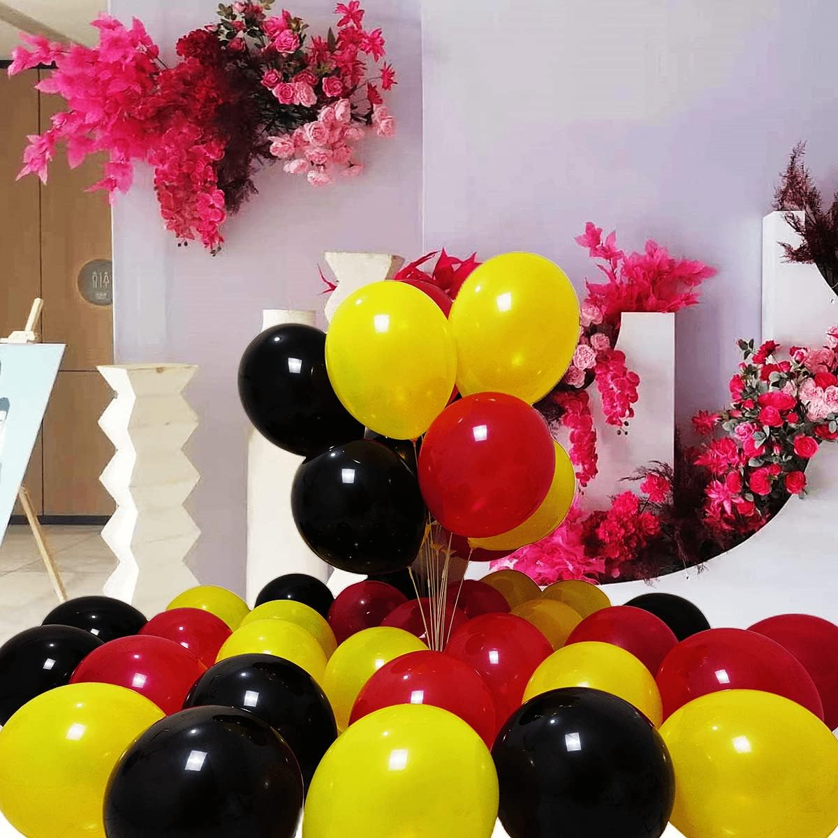 300 Pack Black Red Yellow Balloons 100 of each of the 3 colors 12 inch Black Red and Yellow Latex Party Balloon Bulk for Various Party Events Decorations