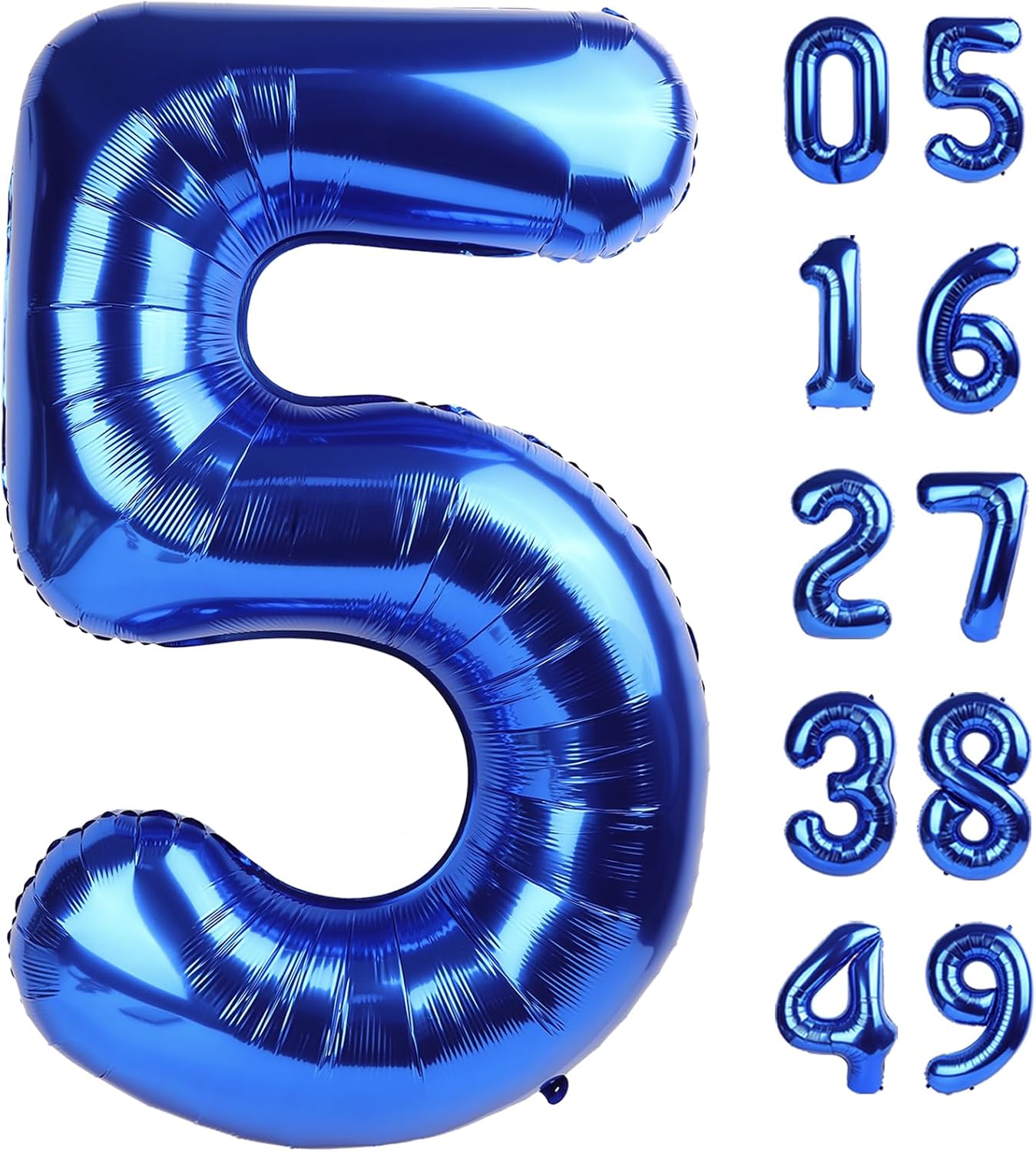 40 Inch Big Dark Blue Number 5 Balloon Birthday Decoration, Number 5 Helium Balloon 15 25 35 45 50 Years old Birthday Anniversary Party Supplies Foil Number Balloons Supplies Decorations