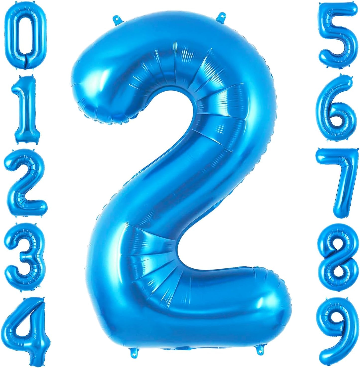Blue 2 Balloon Number,40 Inch Number 2 Balloon Big Blue 2 Foil Mylar Helium Balloon for Birthday Party Decorations