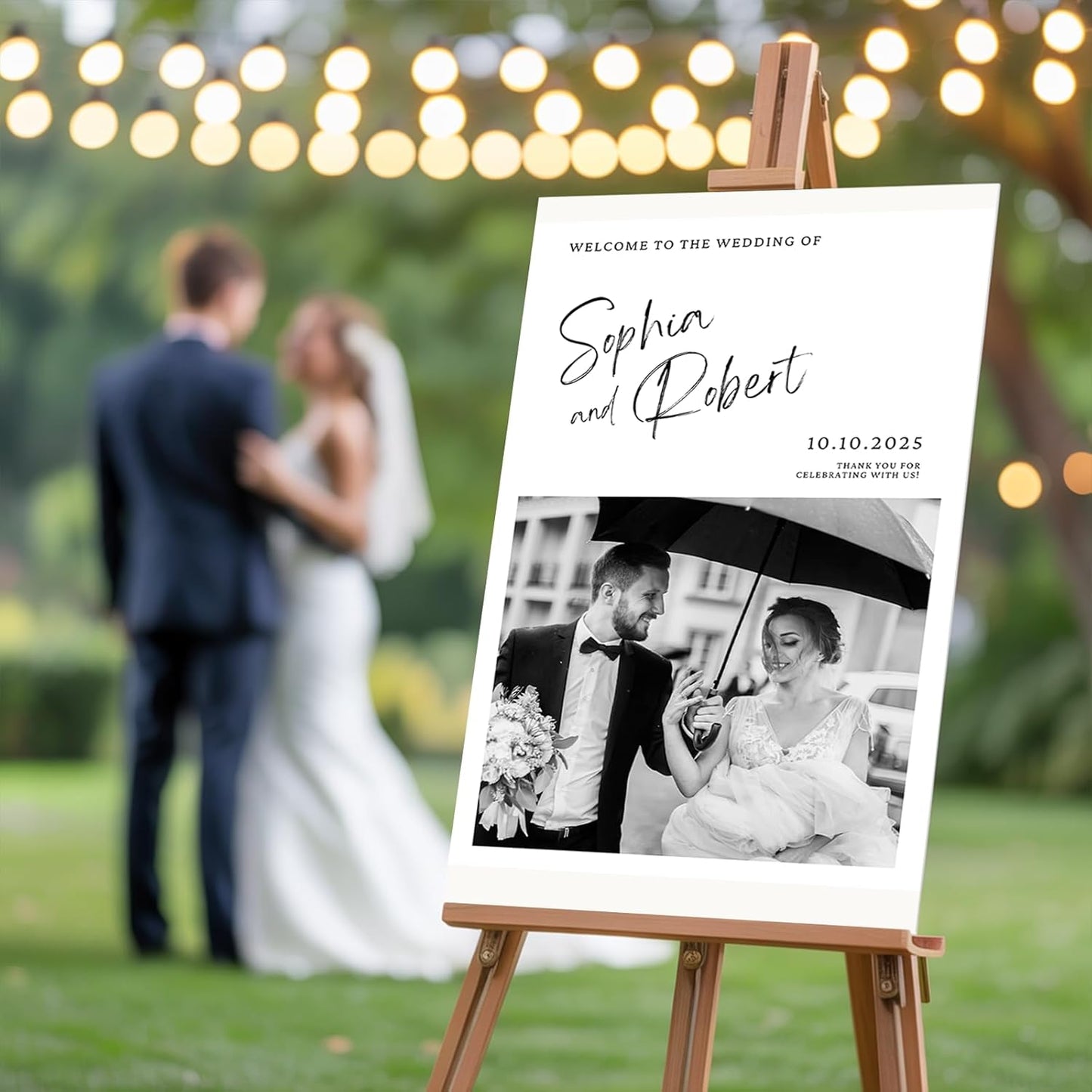 Personalized Wedding Welcome Signs with Photo – Custom Welcome to the Weddings Sign Holder for Celebration Decor, Wedding Rustic Sign, Outdoor Signs for Anniversary, Bridal Party