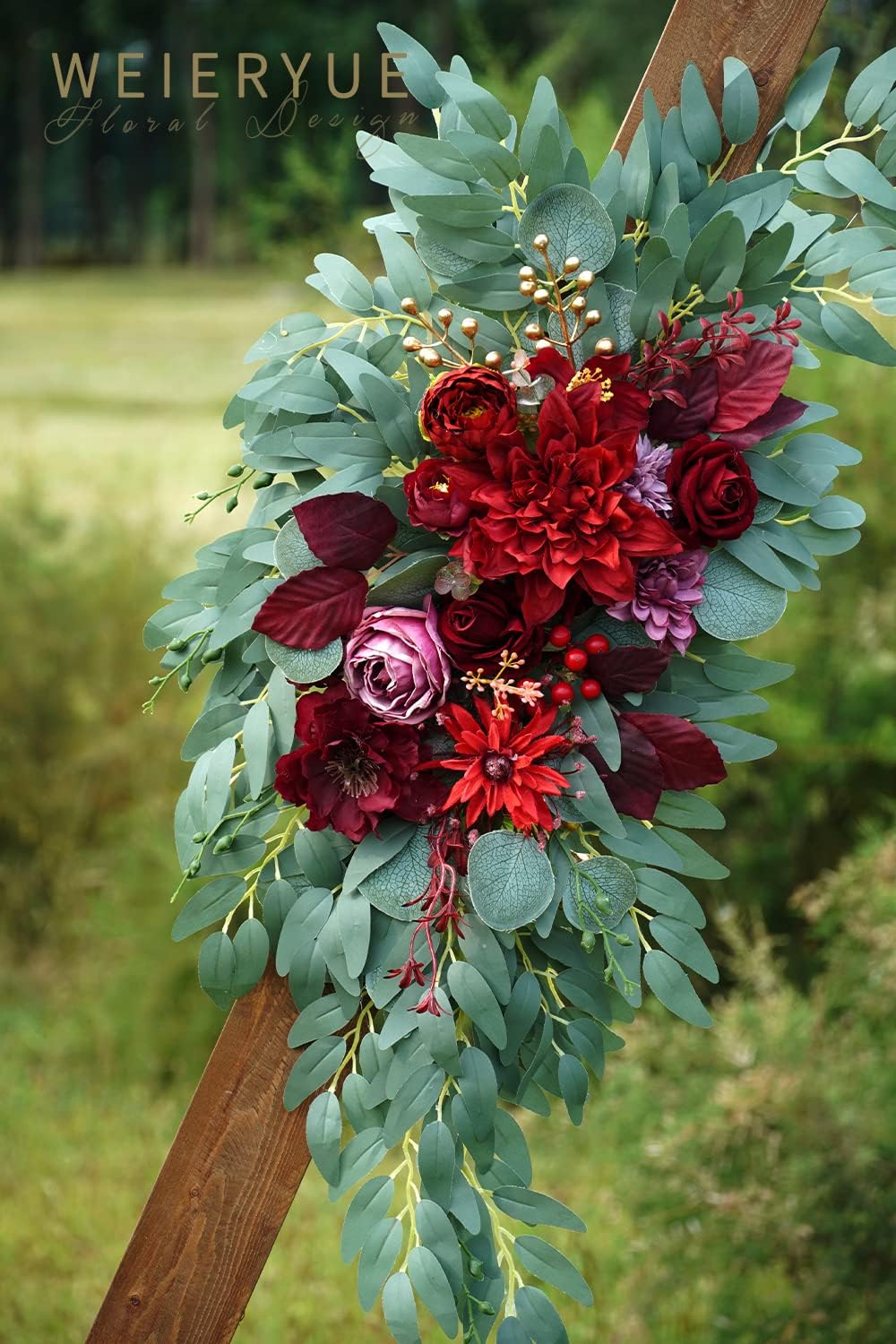 Artificial Wedding Arch Flowers Kit(Pack of 2) for Wedding Arch, Bridal Shower, Ceremony and Reception Backdrop Decoration (Burgundy)