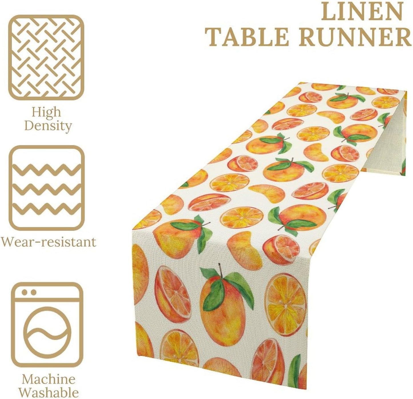 Watercolor Fruit Botanical Print Table Runner Spring Summer Orange Lemon Dinner Runner for Farmhouse Party Holiday Home Kitchen Dining Table Decor 13x90