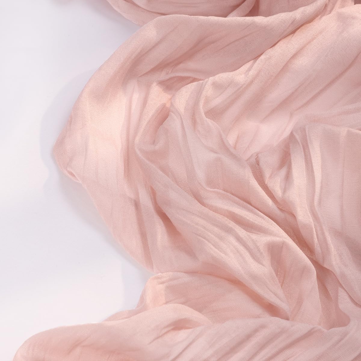 Pink Cheesecloth Table Runner 4 Pack Fall Table Runners Boho Gauze 120 Inches Light Pink Cheese Cloth Fall Table Decorations for Thanksgiving Wedding Bridal Girl Baby Shower Sweet 16 Party