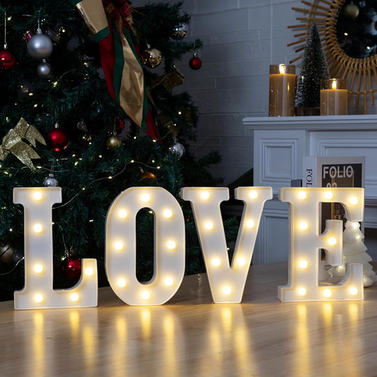 Led Light Up Letters, Led Marquee Letter Lights Love Sign, Decorative Numbers Light, Battery Powered Letter Sign Lights for Love Decor-Warm White
