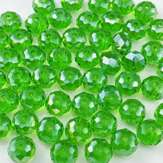 400pcs 4mm Crystal Glass Beads for Crafts Faceted Rondelle Glass Beads for Jewelry Making Crystal Spacer Beads for Necklaces Bracelets Earrings DIY Craft(Grass Green AB)