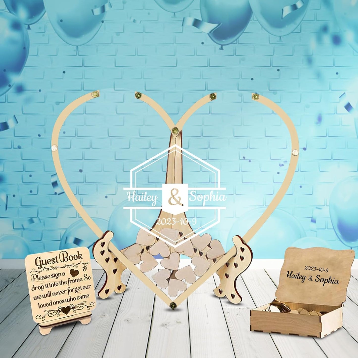 Personalized Wedding Guest Book Alternative Custom Name & Date Guestbook Sign Customized Guest Book Drop Box Decor for Wedding Anniversary Party Birthday(Style 10)