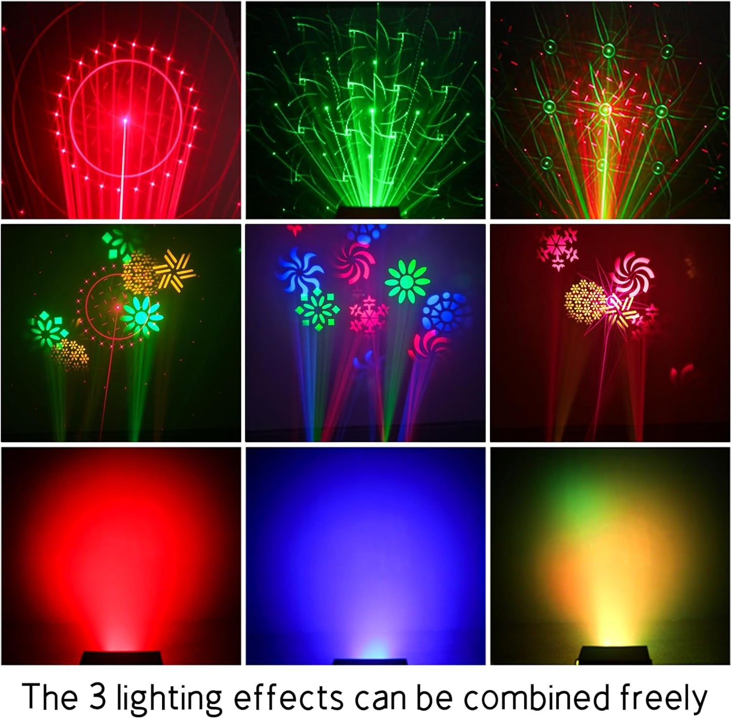 LED Patterns Stage Ligths, Party Lights Dj Disco Lights with Remote & DMX Controlled, Sound Activated Strobe Patterns for Party or Event, Game Dances, Karaoke Light (8.7"x6.3"x7.5")