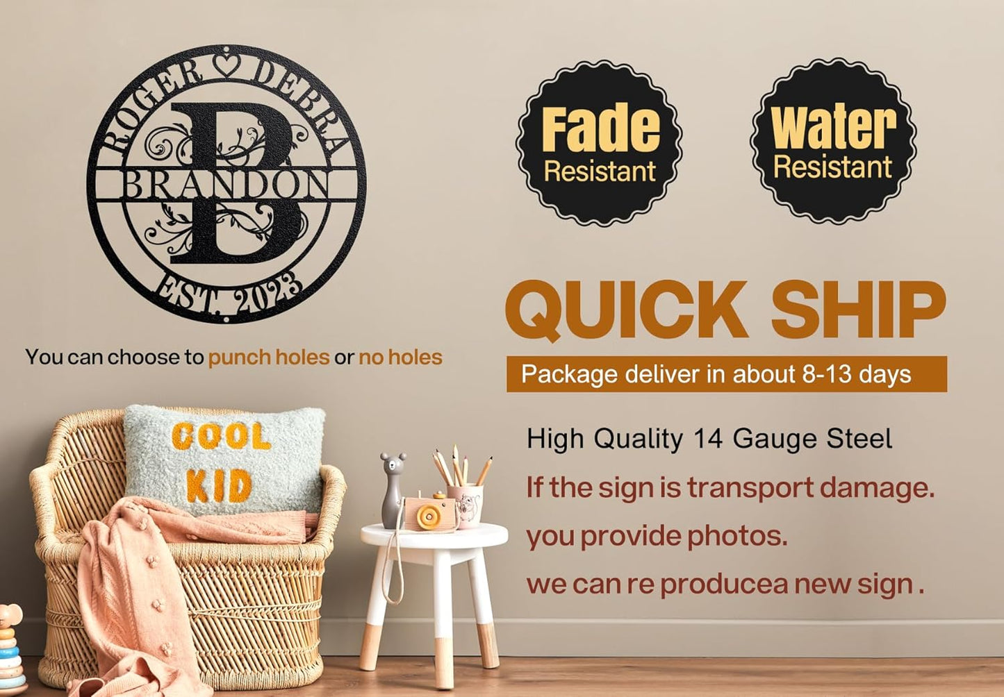 Custom Metal Monogram, Personalized Last Name Décor, Custom Name Signs with Metal Art, Anniversary, Wedding Gift